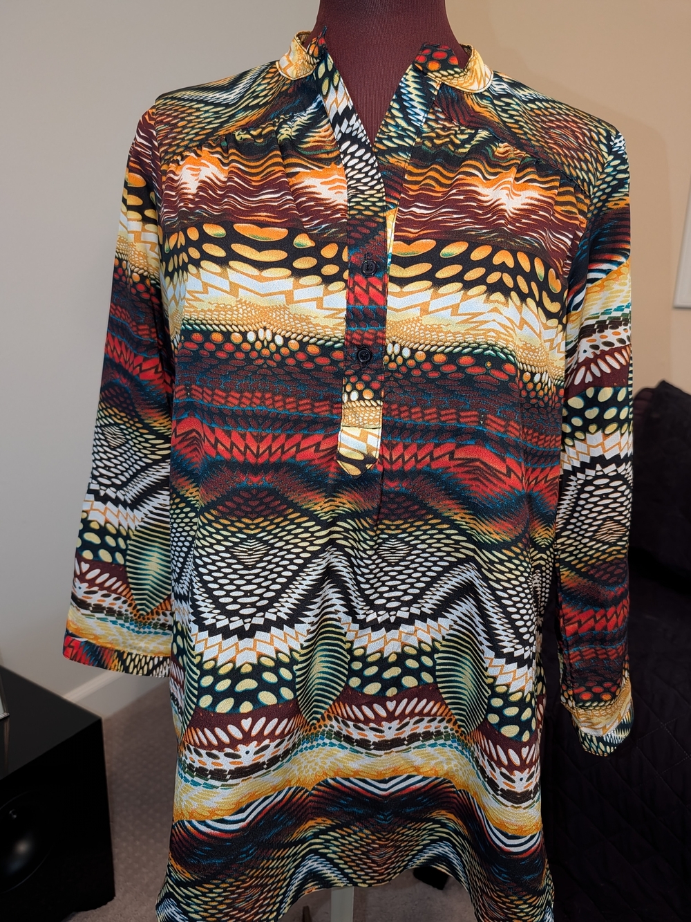 Womenโs Multicolor Patterned Tunic Shirt - Fab'rik L